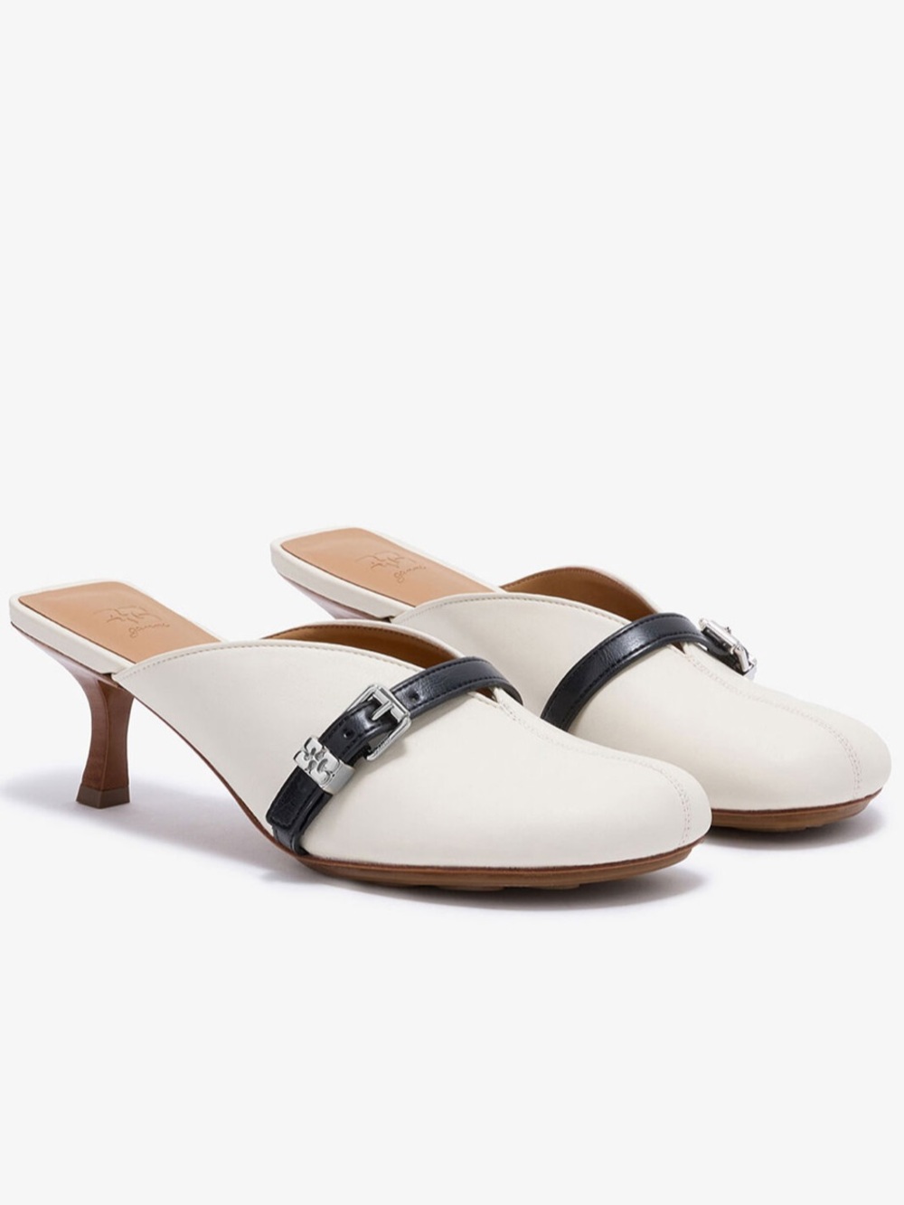 Ganni Sue Heeled Mules - White